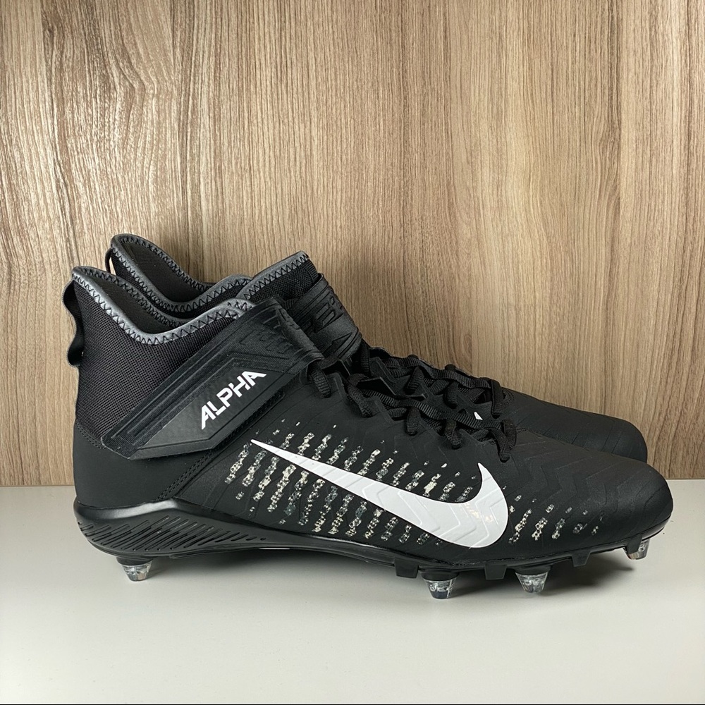 Nike Alpha Menace Pro 2 Football Cleats Black White CK4277-001 Men's Size 12